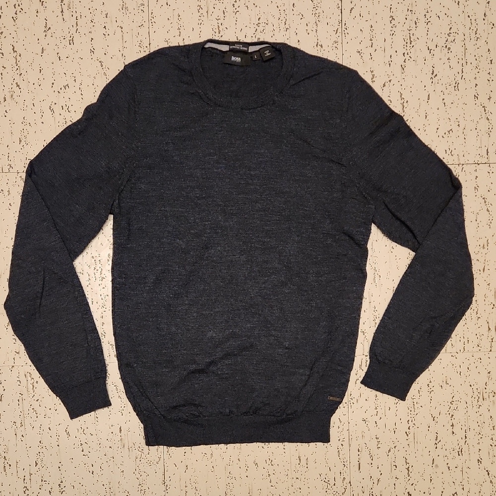 Hugo Boss Extra Fine Merino Slim Fit Knit Lightweight Pullover Crewneck Sweater